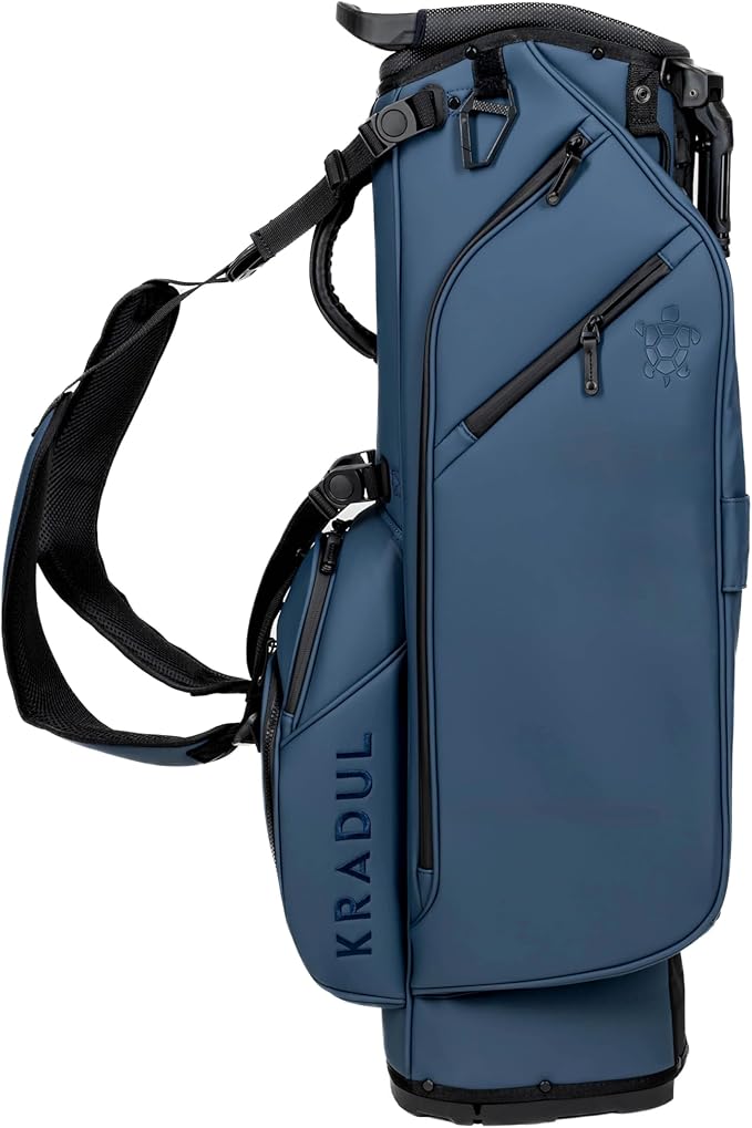 KRADUL - LUX 9.5" 14-Way Hybrid Stand Bag – Lightweight Golf Bag with Stand, Leather Finish, Club Organizer & Removable Panel