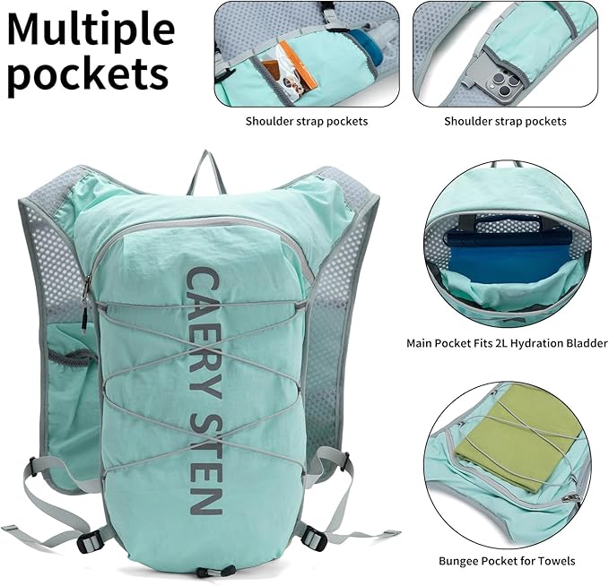 Carey STEN Lightweight Hydration Backpack, Outdoor Running Vest with 1.5L Water Bag, Suitable for Hiking, Cycling, and Both Men's and Women's Carnival wear