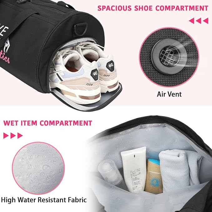 kilofly Girl's Ballet Dance Sports Gymnastics Gym Duffel Bag Travel Carry On