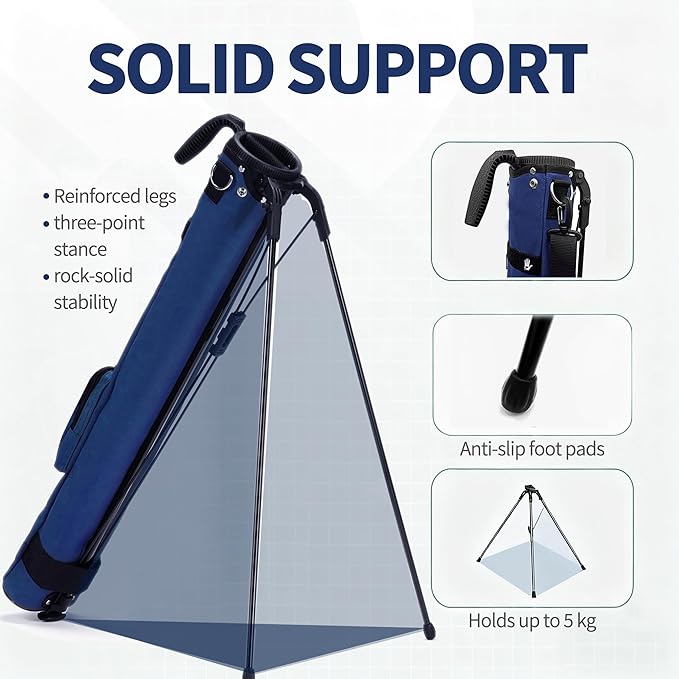 Camboke Lightweight Golf Stand Bag, Portable and Durable Golf Carry Bag with Padded Strap and Pocket, Sunday Bag for The Driving Range, 2-Way Divider Practice Bag for Men and Women