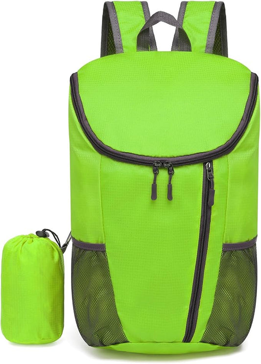 Hiking Backpack, 20L Packable Daypack for Men Women, Nylon with Adjustable Straps, Lightweight Waterproof Outdoor Camping Travel, Green