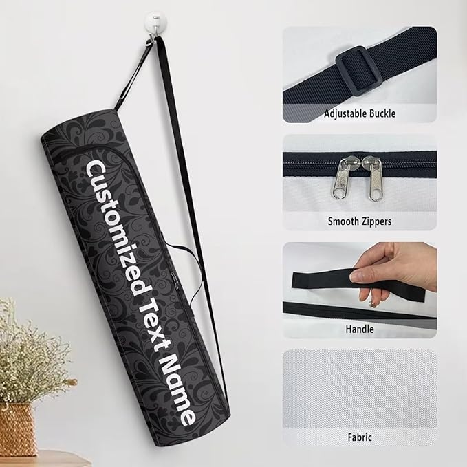 ZCFYGDX Yoga Mat Bag with Adjustable Shoulder Strap and Handle Zipper, 30in Wide x 6.3in Diameter for Yoga Mat Storage
