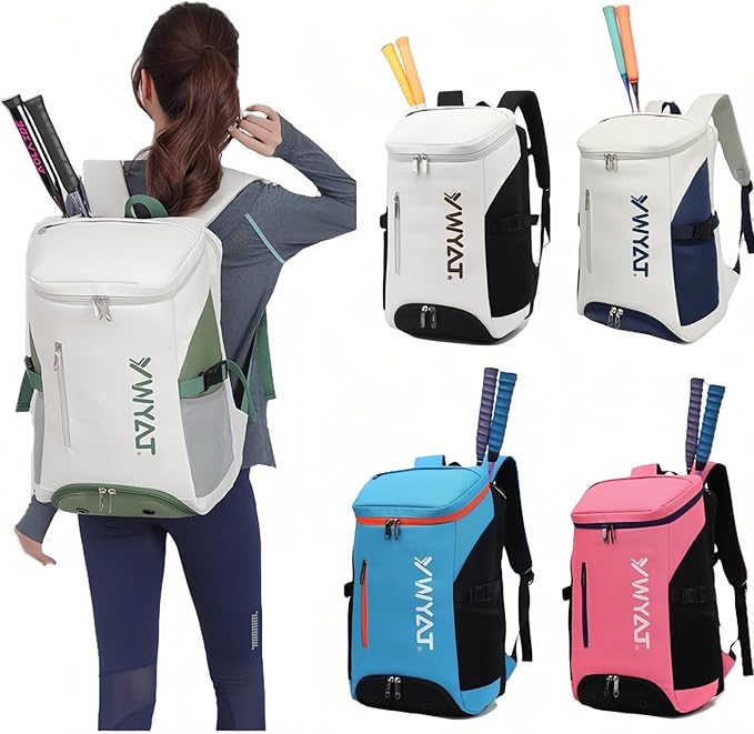 Badminton Tennis Backpack with Shoe Compartment,Racket Holder, Large Capacity Sports Bag for Tennis, Badminton, Pickleball, Squash