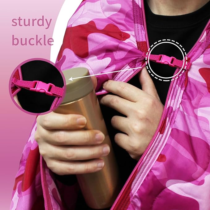 GRVCN Military Blanket - Camping Sleeping Bag with Zipper, Poncho Liner Thermal Insulated Blanket, Lightweight Portable Outdoor Hiking Survival Compression Carry Bag