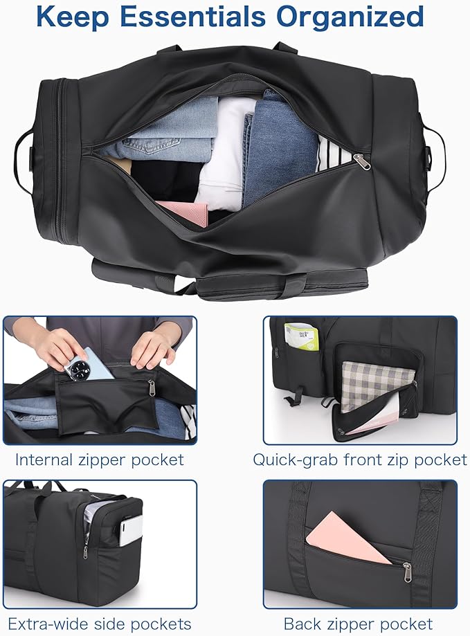 120L Travel Duffle Bag for Men and Women, Urtala 34” Large Duffle Bag for Traveling with Shoes Compartment, Foldable Travel Duffel Bags, Waterproof and Tear Resistant