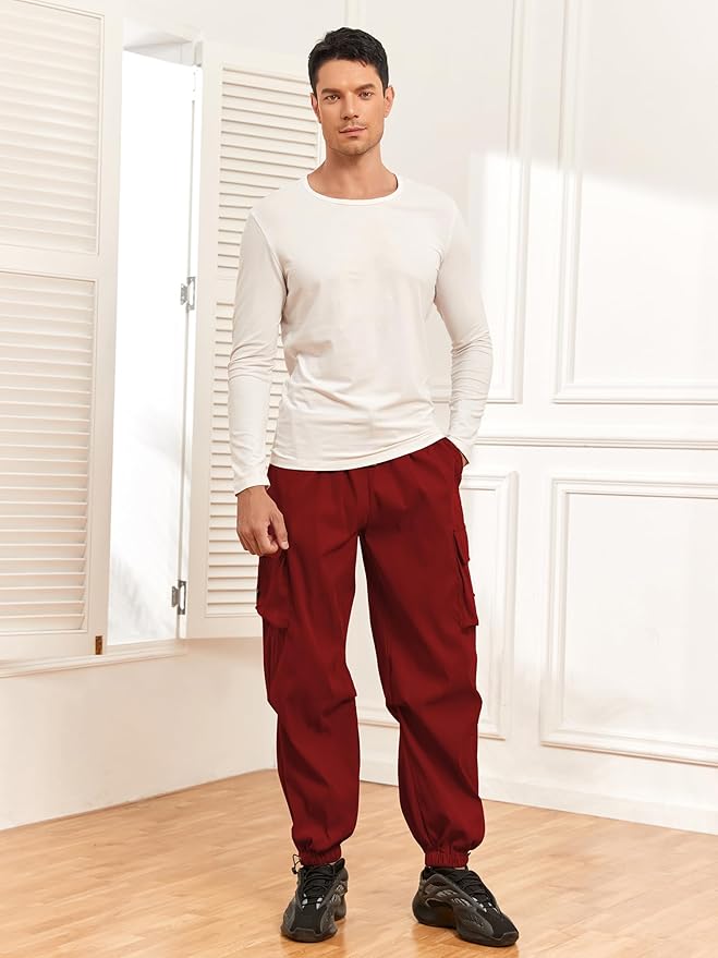 ZAFUL Men's Parachute Pants Casual Baggy Cargo Drawstring Trouser