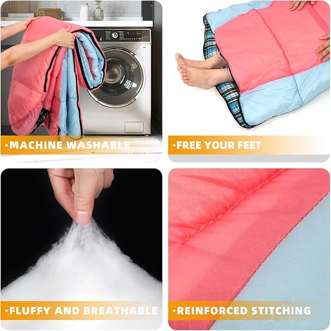 Cotton Flannel Lined Sleeping Bag for Adults Teens Kids, Cold Weather &Warm, 3 Seasons, Lightweight Compact Camping Essentials Equipment, Hiking, Outdoor, Travel