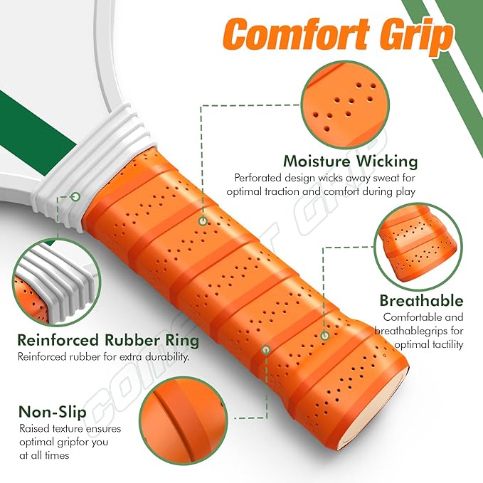 Pickleball Paddles Set of 4, USAPA Approved Pickleball Set of 4 with 4 Pickleball Balls & 1 Carry Bag Premium Wooden Cute Pickle Ball Paddles Grip Gifts for Women Youth Men