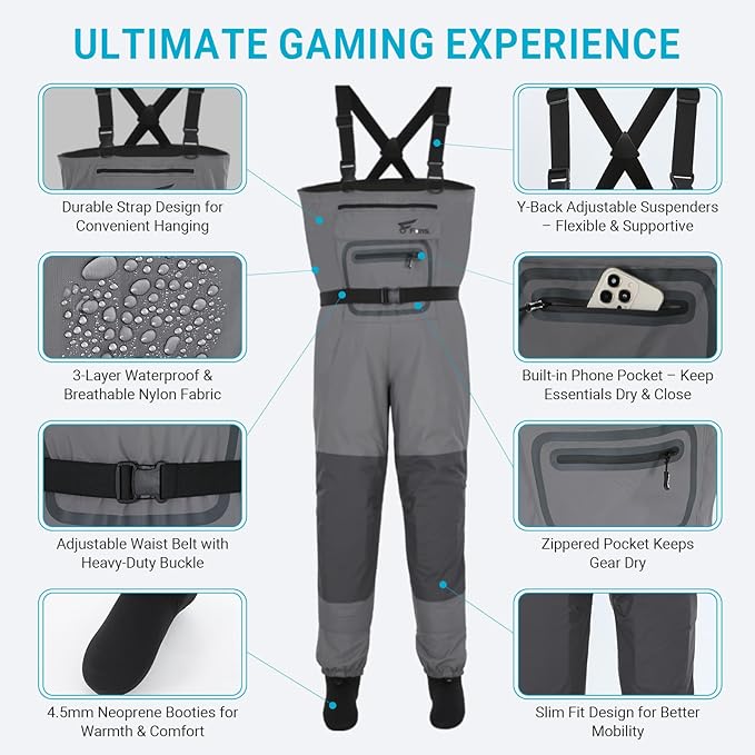 8 Fans Fishing Waders for Men and Women, Chest Waders- Waterproof Bootfoot, Neoprene Waders for Hunting & Fishing