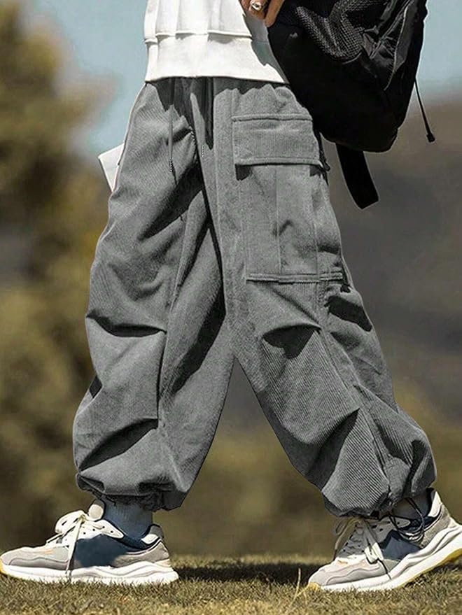 ZAFUL Men's Parachute Pants Casual Baggy Cargo Drawstring Trouser