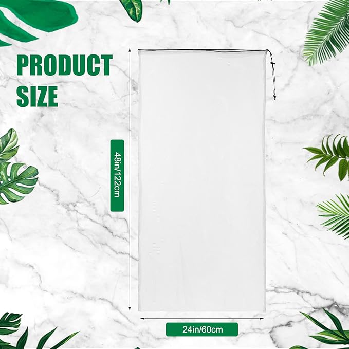 6 Pcs large Mesh Bag 24 x 48 inch Ball Mesh Drawstring Storage Sports Equipment Bag for Balls Beach