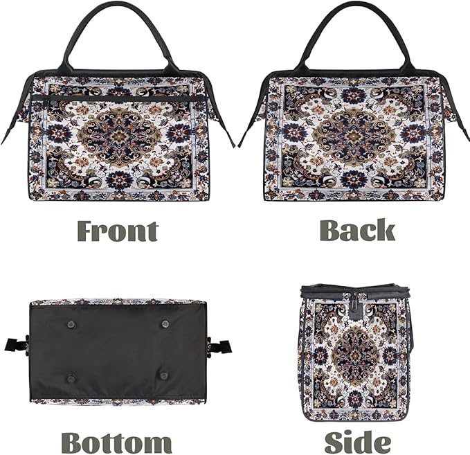 Travel Duffle Bag, Bohemian Print Flower Overnight Weekender Tote Bag for Women Men Waterproof Carry On Luggage with Zipper Lightweight Sport Gym Bag for Traveling Yoga Camping Traveling Gifts