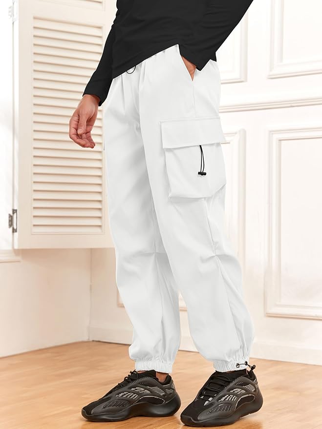 ZAFUL Men's Parachute Pants Casual Baggy Cargo Drawstring Trouser