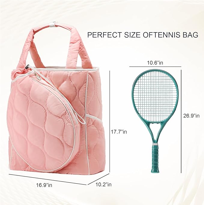 2-in-1 Tennis Tote Bag & Tennis Racket Backpack – Extra-Large Quilted Pickleball Racquet Bags, Water-Resistant & Lightweight for Men & Women
