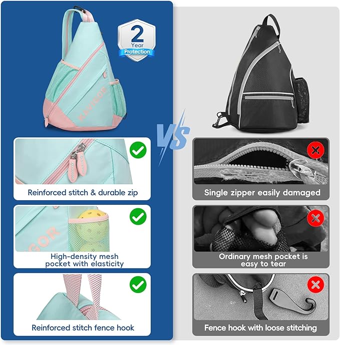 2025 Pickleball Sling Bag, Convertible Ultra-Light Backpack with Skin-Soft Fabric & Wet/Dry Pocket, Fits 4 Paddles + Gear
