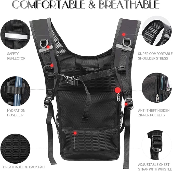 CITCAR Hydration Pack, Water Backpack with 3L Hydration Bladder Lightweight Insulation, Festival Essential, Rave Hydration Backpack, Hydropack Backpack for Rave, Hiking, Biking, Festival Gear