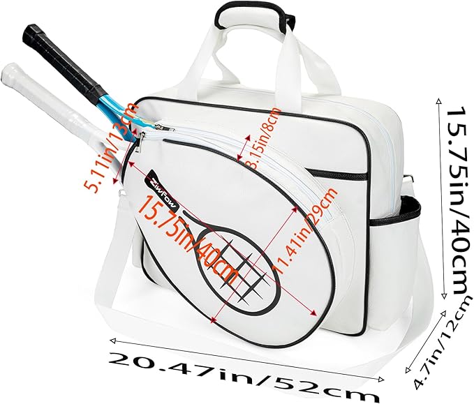 Tennis Bags Leather Tennis Racket Bag Women Tennis Tote Bag PU Sport Handbag Waterproof Lightweight Badminton Racket Shoulder Bag For 2 Rackets With Removable Shoulder Straps Outdoor