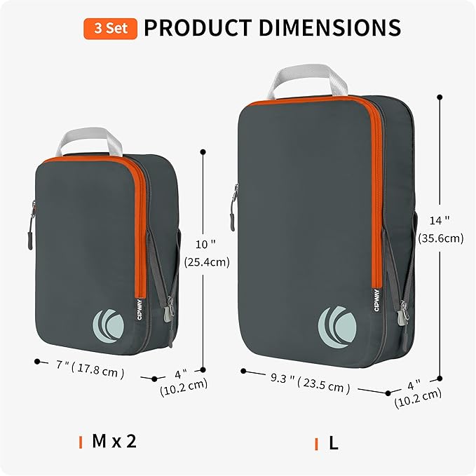 Cipway Compression Packing Cubes Set, Ultralight Expandable Travel Packing Organizers for Carry on Luggage (Grey 3pcs)