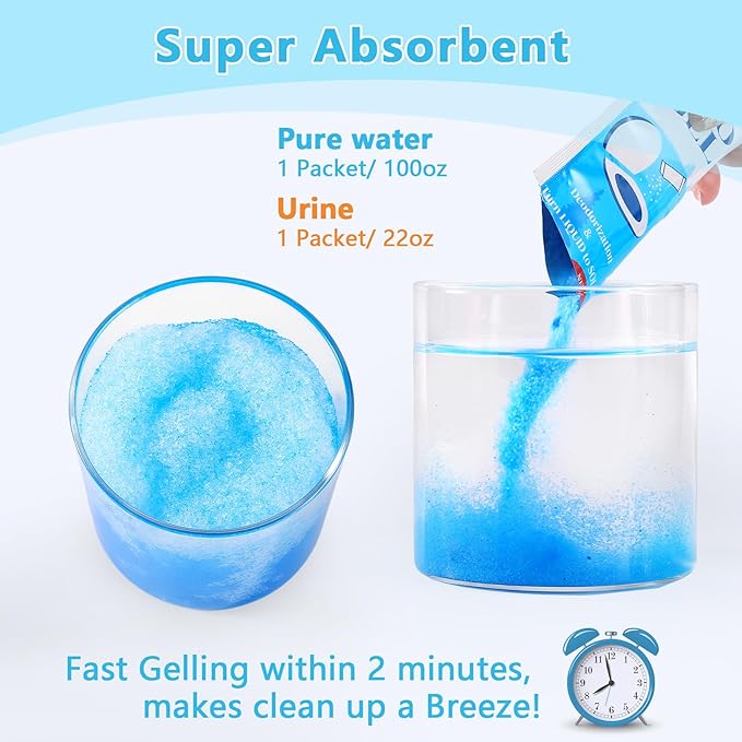 Portable Toilet Bags Poo Waste Gel Set, 30 Count 10 Gal Camping Toilet bags with drawstring and 30 Pack 0.53 Oz each Pee Powder for Portable Camping Toilet fit for Traveling, Outdoor Activities