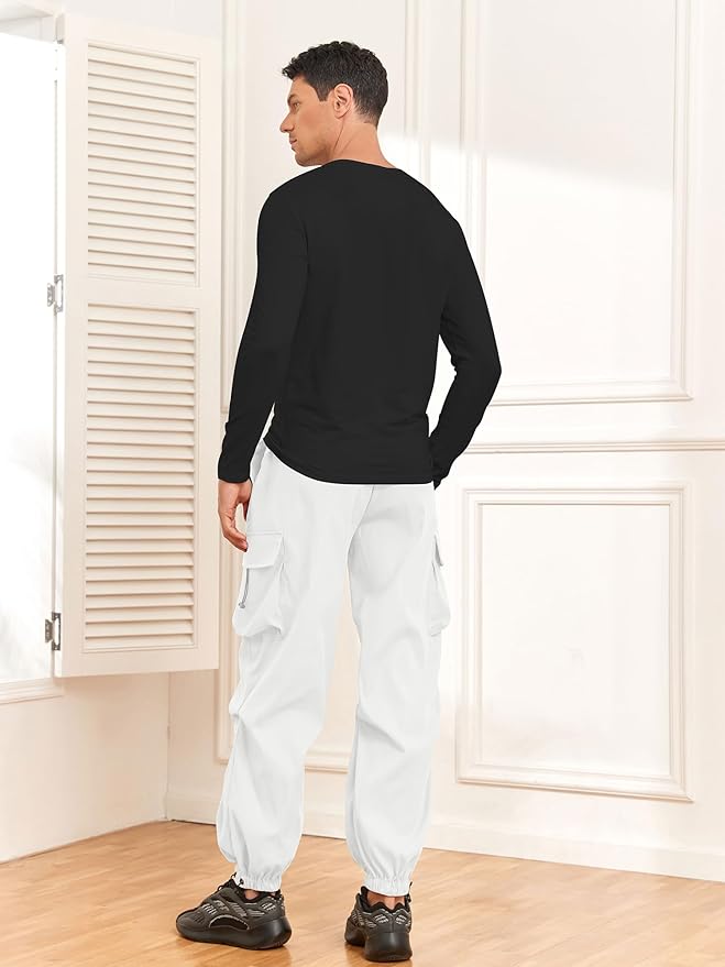 ZAFUL Men's Parachute Pants Casual Baggy Cargo Drawstring Trouser