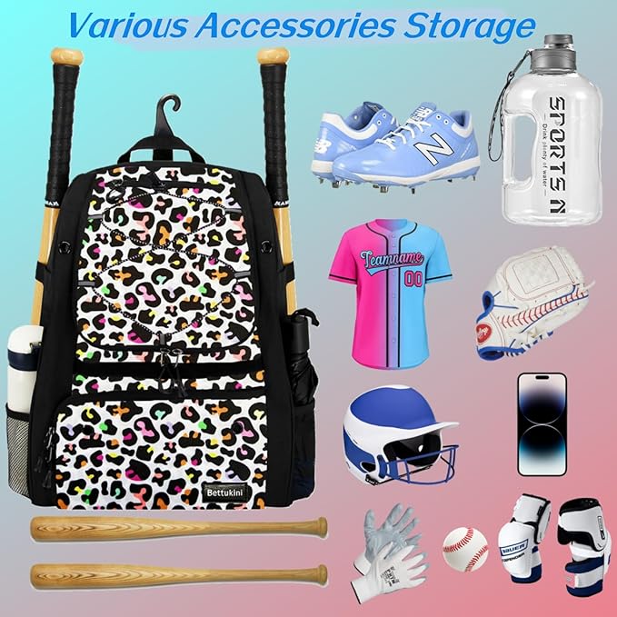 Youth Baseball Bag with Vented Shoe Compartment, Softball Bat Bag for Batting Mitten, Helmet, Teeball Gear - Adult Boys Girls Kids