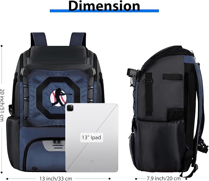 Baseball Backpack Softball Bat Bag for Youth Adults Baseball T-Ball Equipment Bag with Shoes Compartment