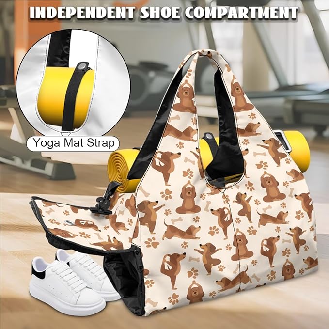 ZCFYGDX Yoga Gym Bag with Removable Adjustable Shoulder Strap, Shoe Compartment & Top Yoga Mat Holder 17.72x8.66x9.84in