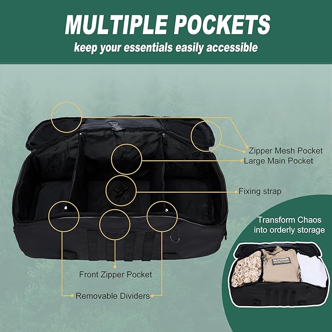 Travel Duffle Bag Gym Bag Duffle Bags with Weekend Overnight Bag for Outdoor Traveling Workout Deployment Sports (Black, 45L)