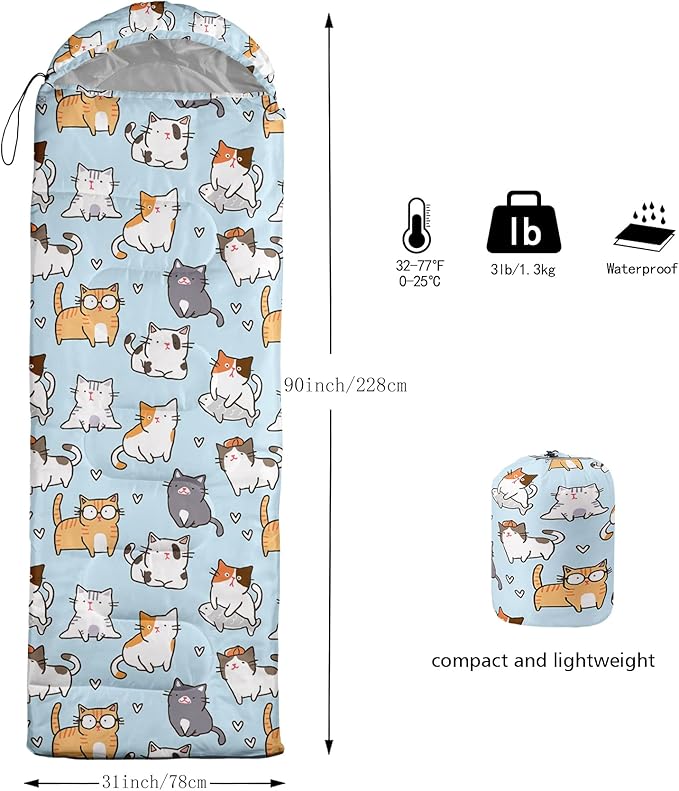 QOOMO Camping Sleeping Bags,3 Season Warm & Cool Weather,Lightweight,Waterproof Sleeping Bags for Adults & Kids,Traveling,and Outdoors,Camping Gear Equipment