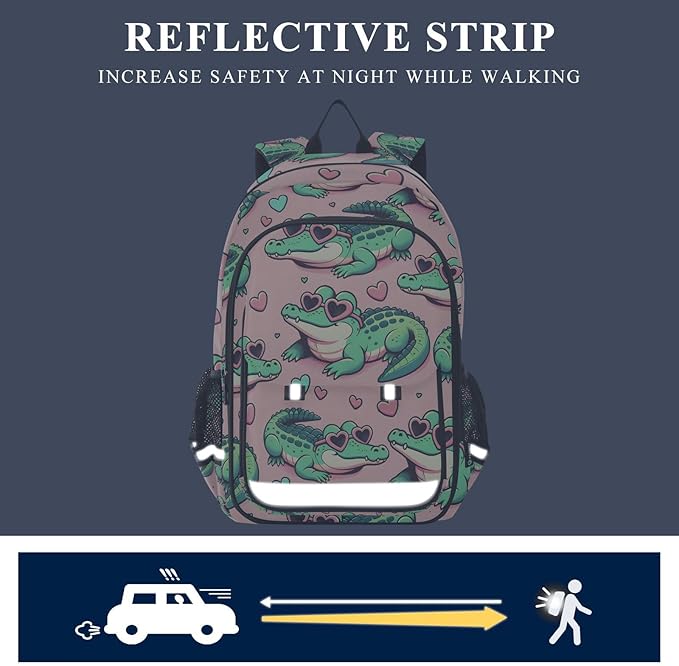 Alligator Crocodiles Laptop Backpack Purse for Women Men School Bag 17 Inch Bookbag Student Boys Girls Travel Casual Daypack