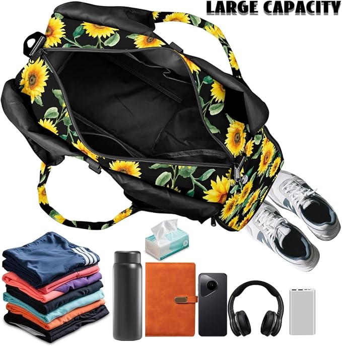 ZCFYGDX Yoga Gym Bag with Removable Adjustable Shoulder Strap, Shoe Compartment & Top Yoga Mat Holder 17.72x8.66x9.84in
