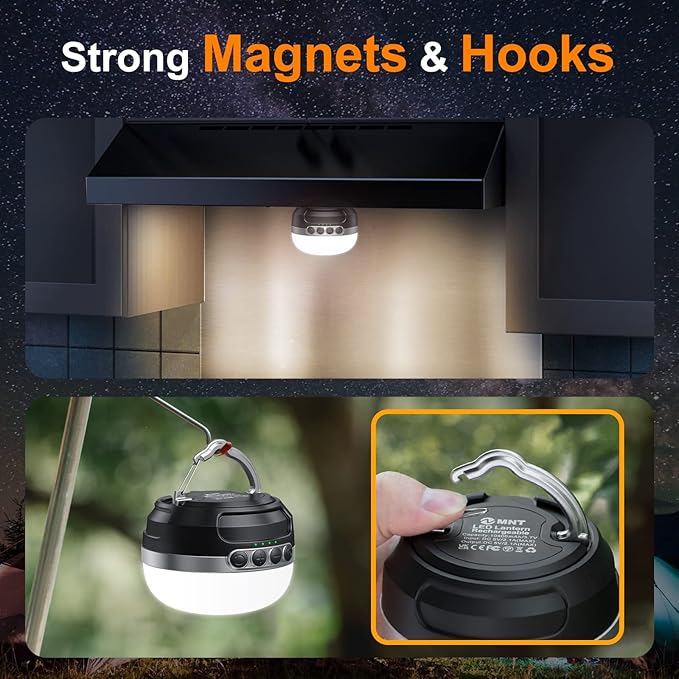 ZMNT LED Camping Lantern Rechargeable 1400LM, Up to 420H Running Time Camping Tent RGB Light, 10400mAh Emergency Hanging Light for Hurricane, Power Outages, Home, Hiking