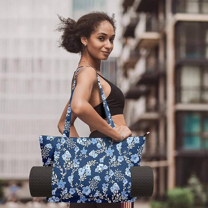 Adalore Women's Yoga Bag with Yoga Mat Carrier - Large Mat Pocket Fitness Tote for Pilates, Gym, Travel, Office & Beach