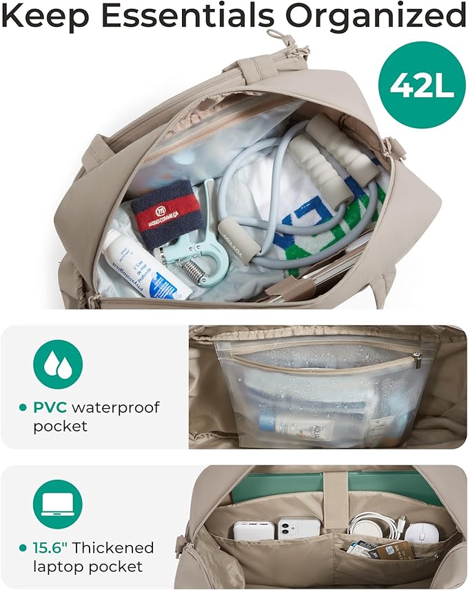 BAGSMART Tennis Gym Bag for Women, Tennis Bag Holds 2 Rackets with Shoe Compartment & Wet Pocket, Sports Duffle Bags fits up to 15.6" Laptop, Women Overnight Weekend Bag