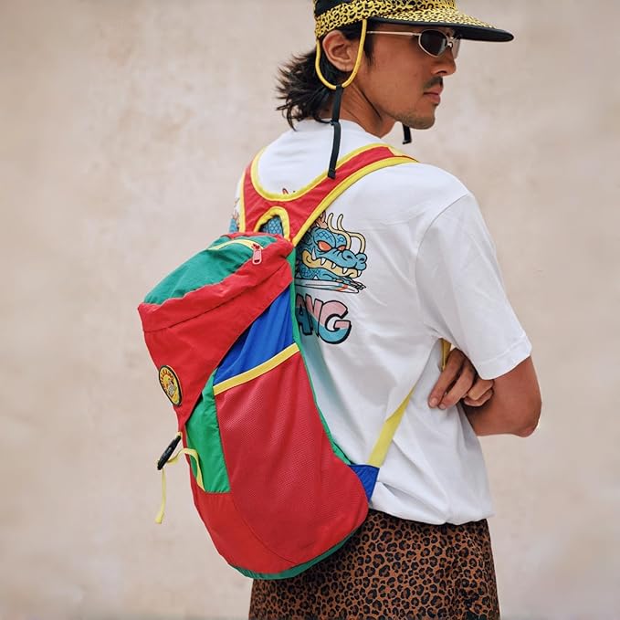 YWYLL Packable 18L Hiking Daypack, Lightweight for Men/Women. Foldable, Water-Resistant, Small Backpack Color Block. (Red)