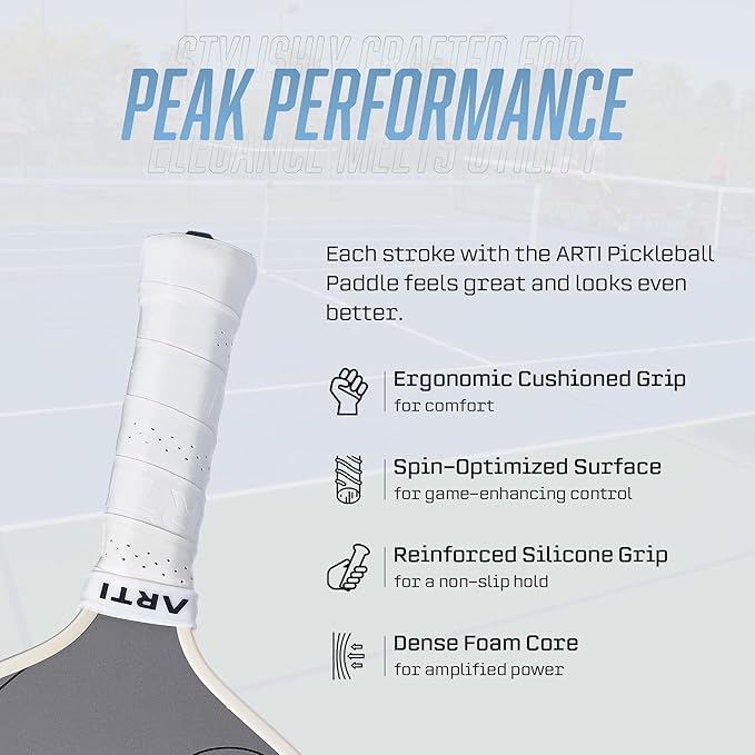 ARTI Pickleball Paddles Set of 2-USAPA Approved Fiberglass Surface Pickleball Set,2 Pickleball Rackets, 4 Balls and 1 Portable Carry Bag
