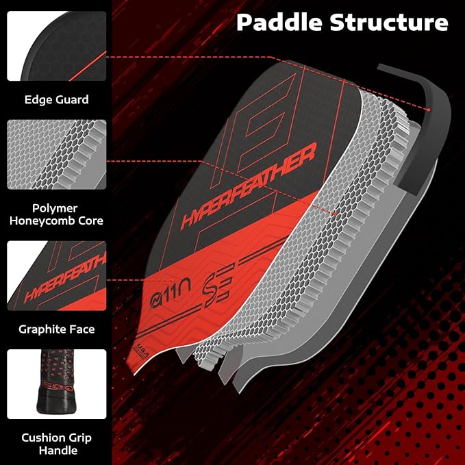 A11N SPORTS Pickleball Paddles Set of 2 Graphite Surface Rackets with 4 Pickleball Balls and Pickleball Bag for Beginners - USAPA Approved