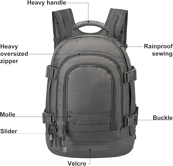 ZSearARMY Tactical Backpacks Assault Pack 3 Day Bag Expandable Backpack Out Bag Classic Case Travel Hiking(Gray, Not with Belt)