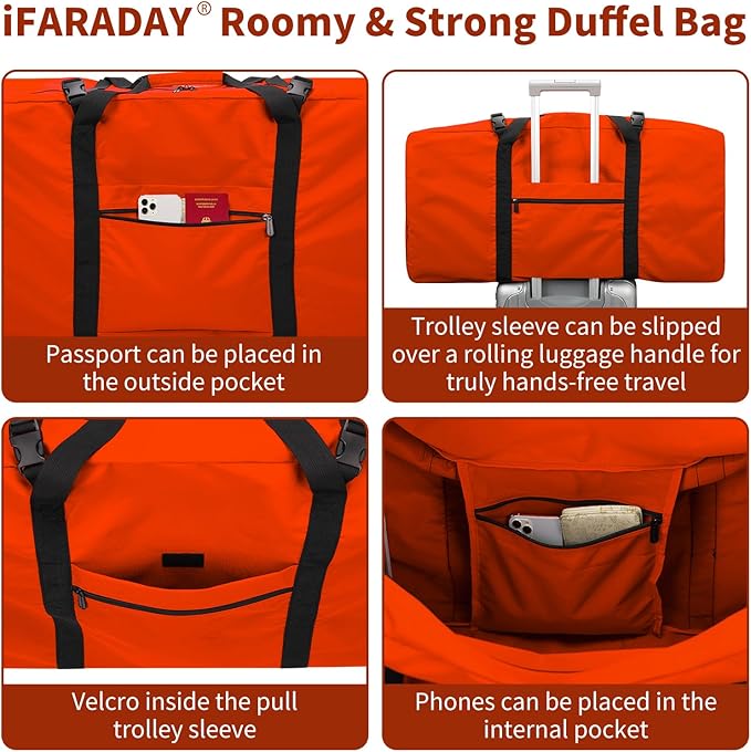 110L Extra Large Duffel Bag 32.5 inch Travel Duffle Bag lightweight Luggage Storage Bag for Outdoor, Camping, Sport-Orange