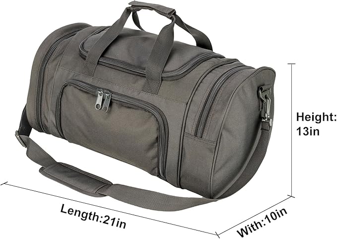 Small Duffel Bag Military Tactical Outdoor Gym Bag with Shoes Compartment for Sports Camping Hunting (Grey)