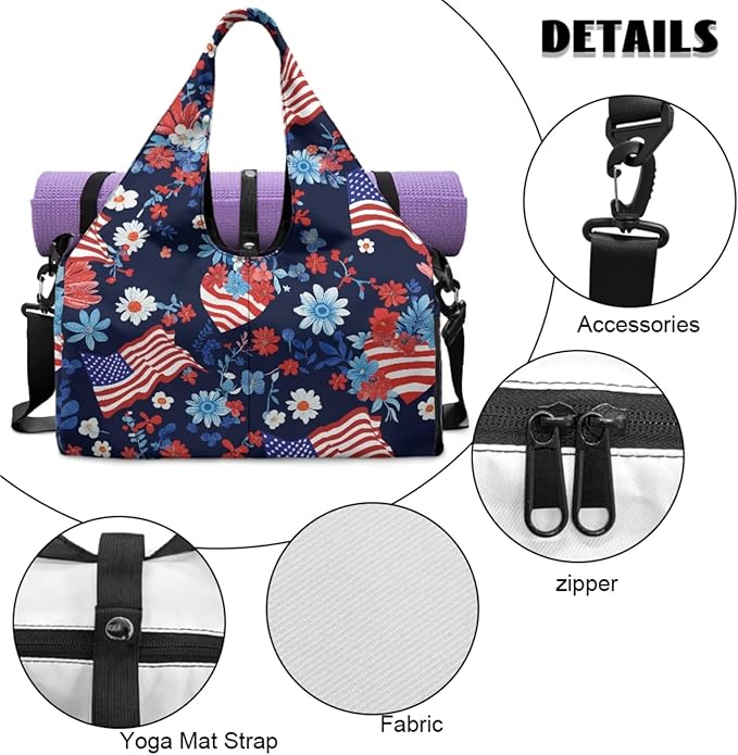 ZCFYGDX Yoga Gym Bag with Removable Adjustable Shoulder Strap, Shoe Compartment & Top Yoga Mat Holder 17.72x8.66x9.84in