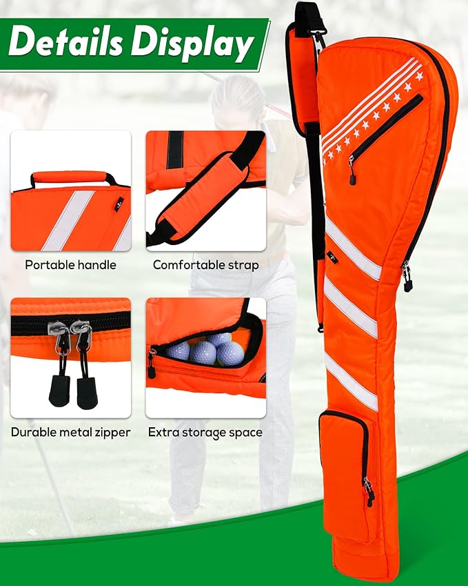 Big Teeth Golf Sunday Bag, Small Golf Bag Lightweight, Par 3 Golf Bag for A Few Clubs Driving Range, Practice with Carry Shoulder Strap Foldable Multi-Colour