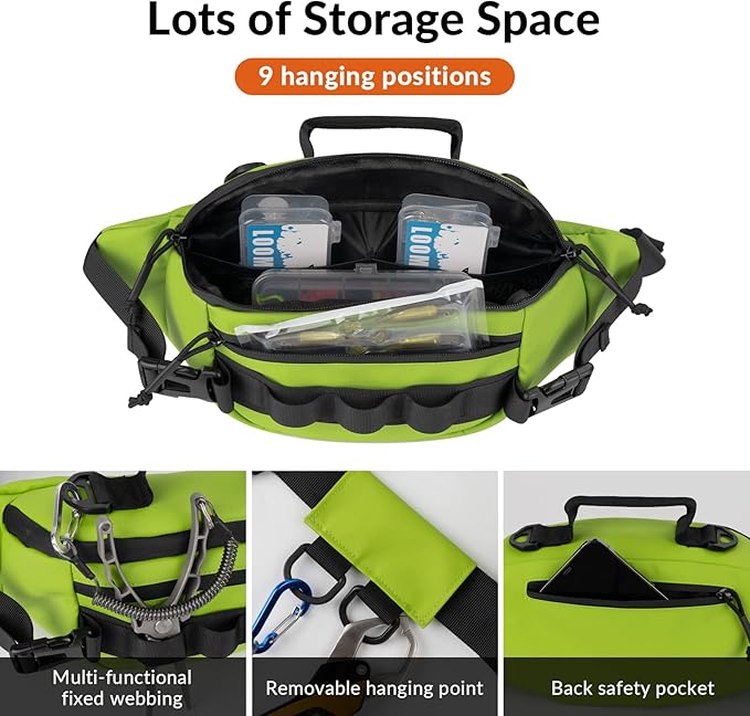 THKFISH Fishing Waist Pack, Fishing Tackle Bag Waterproof Fanny Pack for Women & Men Portable Sling Bag