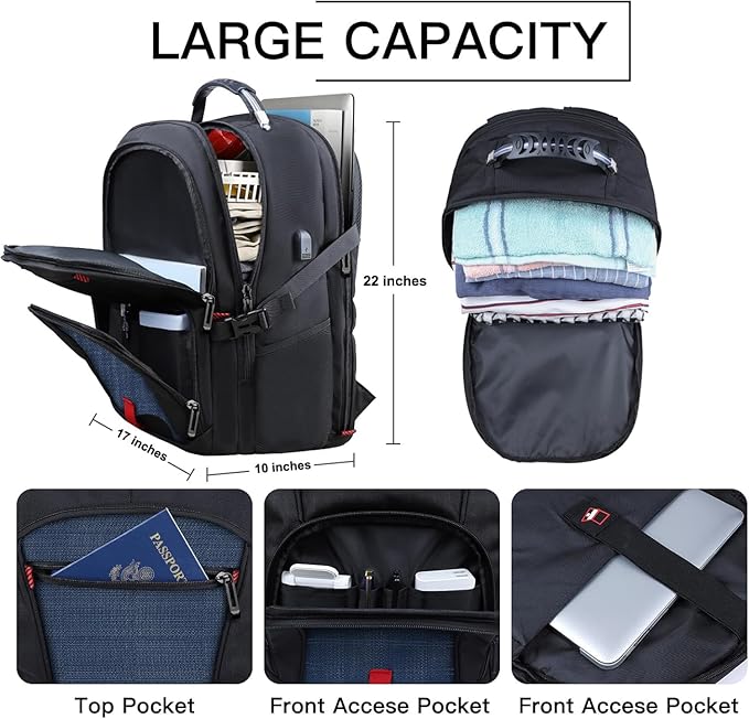 ANTERK Laptop Backpack, 18.4 Inch Laptop Backpacks for Men Women with USB Port, 55L Anti Theft Water Resistant College Bussiness TSA Airline Approved Work Computer Backpack, Blue