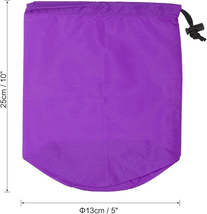 PATIKIL Stuff Sack, 5 x 10 Inch Waterproof Outdoor Storage Sack Portable Drawstring Dust Flap Bag for Camping, Purple