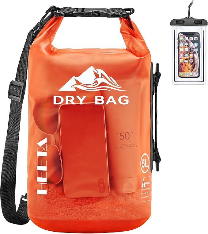 HEETA Dry Bag Waterproof for Women Men, 5L/10L/20L/30L/40L Roll Top Lightweight Dry Storage Bag Backpack with Phone Case for Travel Swimming Boating Kayaking Paddle Board Camping Beach Accessories