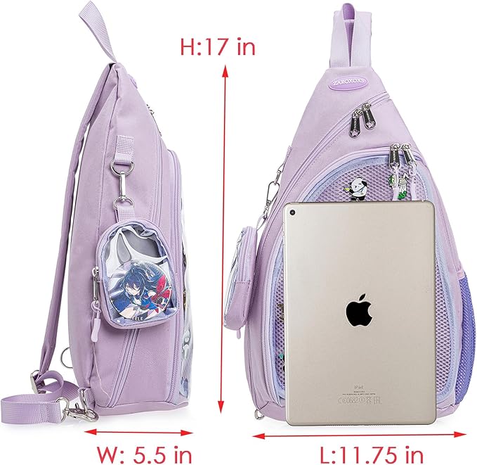 ZAROXOXS Mens Womens Oxford Ita Bag Pin Display Chest Pack Single Shoulder Bag Sport Backpack Packs Hiking Daypack