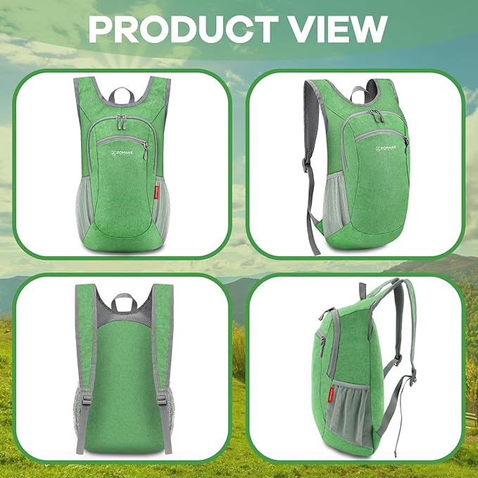 ZOMAKE Ultra Lightweight Packable Backpack 10L,Small Foldable Backpacks Hiking Water Resistant Collapsible Daypack for Women Men(Dark Green)