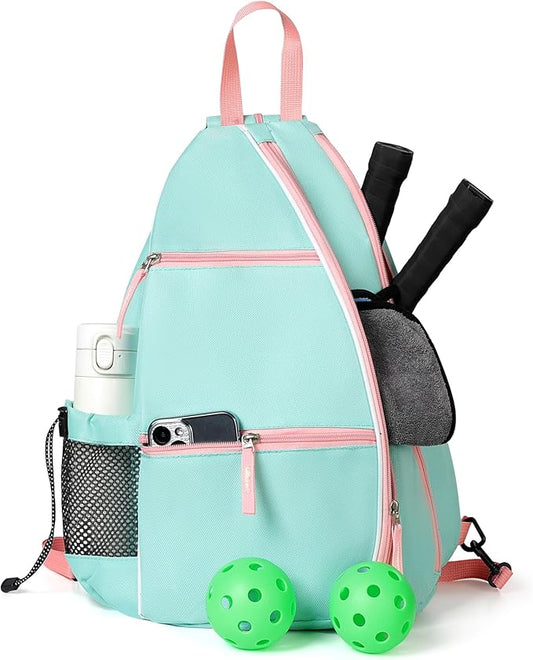 Aloof Pickleball Bag, Adjustable Pickleball, Racketball Sling Bag, Backpack with Water Bottle Holder