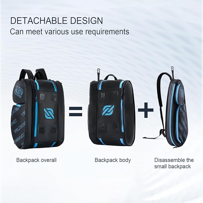 2-in-1 Detachable Pickleball & Padel Bag for Men Women | Thermal Foil Insulated Racket Compartment | Outdoor & Gym